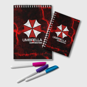 Блокнот с принтом UMBRELLA CORP в Белгороде, 100% бумага | 48 листов, плотность листов — 60 г/м2, плотность картонной обложки — 250 г/м2. Листы скреплены удобной пружинной спиралью. Цвет линий — светло-серый
 | Тематика изображения на принте: biohazard | biohazard 7 | crocodile | fang | game | hand | monster | new umbrella | resident evil | resident evil 7 | umbrella | umbrella corp | umbrella corporation | zombie | обитель