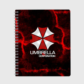 Тетрадь с принтом UMBRELLA CORP в Белгороде, 100% бумага | 48 листов, плотность листов — 60 г/м2, плотность картонной обложки — 250 г/м2. Листы скреплены сбоку удобной пружинной спиралью. Уголки страниц и обложки скругленные. Цвет линий — светло-серый
 | Тематика изображения на принте: biohazard | biohazard 7 | crocodile | fang | game | hand | monster | new umbrella | resident evil | resident evil 7 | umbrella | umbrella corp | umbrella corporation | zombie | обитель