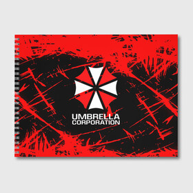 Альбом для рисования с принтом UMBRELLA CORPORATION в Белгороде, 100% бумага
 | матовая бумага, плотность 200 мг. | corp | corporation | resident evil | umbrella | umbrella corporation | зомби апокалипсис | зонт | игра