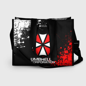 Сумка-шоппер 3D с принтом UMBRELLA CORPORATION в Белгороде, 100% полиэстер | застегивается на металлическую кнопку; внутренний карман застегивается на молнию. Стенки укреплены специальным мягким материалом, чтобы защитить содержимое от несильных ударов
 | corp | corporation | resident evil | umbrella | umbrella corporation | зомби апокалипсис | зонт | игра