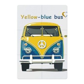 Магнитный плакат 2Х3 с принтом Я люблю вас (Yellow-blue bus) в Белгороде, Полимерный материал с магнитным слоем | 6 деталей размером 9*9 см | 14 февраля | bus | camper | i love you | love you | volkswagen | vw | автобус | автомобилисту | английский | бейсболка | бутылка | валентинов день | водителю | день влюбленных | день святого валент | кепка | кружка | люблю