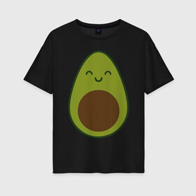 Женская футболка хлопок Oversize с принтом Авокадо (+спина) в Белгороде, 100% хлопок | свободный крой, круглый ворот, спущенный рукав, длина до линии бедер
 | avocado | vegan | vegetarian | авокадо | веган | вегетарианство