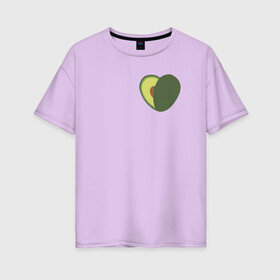 Женская футболка хлопок Oversize с принтом Avocado Heart в Белгороде, 100% хлопок | свободный крой, круглый ворот, спущенный рукав, длина до линии бедер
 | avocado | vegan | vegetarian | авокадо | веган | вегетарианство