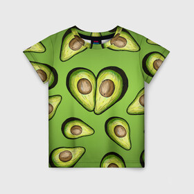 Детская футболка 3D с принтом Люблю авокадо в Белгороде, 100% гипоаллергенный полиэфир | прямой крой, круглый вырез горловины, длина до линии бедер, чуть спущенное плечо, ткань немного тянется | Тематика изображения на принте: food | green | vegetarian | вегетарианец | влюбленность | влюбленные | вместе навсегда | девушке | здоровый | здоровый образ жизни | зелень | кружка | любимая | любимый | люблю | май | натуральный