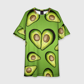Детское платье 3D с принтом Люблю авокадо в Белгороде, 100% полиэстер | прямой силуэт, чуть расширенный к низу. Круглая горловина, на рукавах — воланы | food | green | vegetarian | вегетарианец | влюбленность | влюбленные | вместе навсегда | девушке | здоровый | здоровый образ жизни | зелень | кружка | любимая | любимый | люблю | май | натуральный