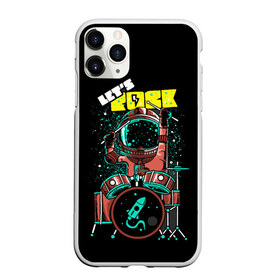 Чехол для iPhone 11 Pro матовый с принтом Lets Rock в Белгороде, Силикон |  | art | astronaut | drummer | drums | rock | rocket | space | арт | астронавт | барабанщик | барабаны | космонавт | космос | ракета | рок