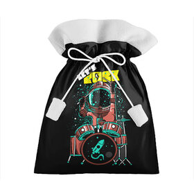 Подарочный 3D мешок с принтом Lets Rock в Белгороде, 100% полиэстер | Размер: 29*39 см | art | astronaut | drummer | drums | rock | rocket | space | арт | астронавт | барабанщик | барабаны | космонавт | космос | ракета | рок