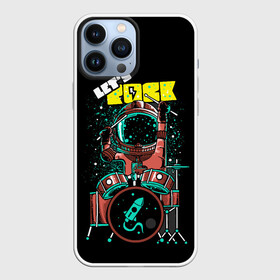 Чехол для iPhone 13 Pro Max с принтом Lets Rock в Белгороде,  |  | art | astronaut | drummer | drums | rock | rocket | space | арт | астронавт | барабанщик | барабаны | космонавт | космос | ракета | рок