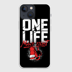 Чехол для iPhone 13 mini с принтом One Life Many Fight в Белгороде,  |  | art | boxing | fight | gloves | quote | sport | арт | бой | бокс | перчатки | спорт | цитата