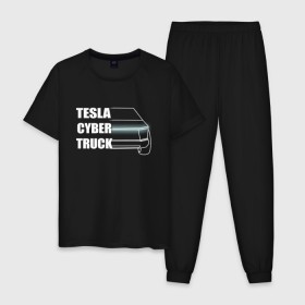 Мужская пижама хлопок с принтом Tesla Cybertruck в Белгороде, 100% хлопок | брюки и футболка прямого кроя, без карманов, на брюках мягкая резинка на поясе и по низу штанин
 | 