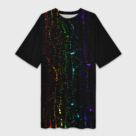 Платье-футболка 3D с принтом Аркобалено в Белгороде,  |  | color | капли | краски | палитра | радуга | темная основа | цвета