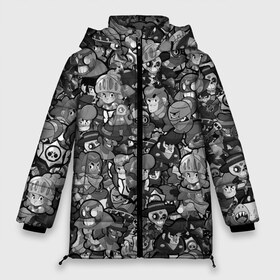 Женская зимняя куртка 3D с принтом BRAWL STARS BLACK в Белгороде, верх — 100% полиэстер; подкладка — 100% полиэстер; утеплитель — 100% полиэстер | длина ниже бедра, силуэт Оверсайз. Есть воротник-стойка, отстегивающийся капюшон и ветрозащитная планка. 

Боковые карманы с листочкой на кнопках и внутренний карман на молнии | 8 bit | bibi | brawl stars | brock | bull | crow | dinomike | el primo | leon | mobile game | nita | poko | ricochet | stars | tara | бравл старс | ворон | леон | мобильные игры