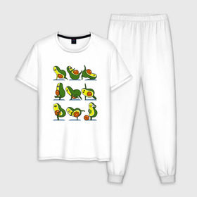 Мужская пижама хлопок с принтом Авокадо в Белгороде, 100% хлопок | брюки и футболка прямого кроя, без карманов, на брюках мягкая резинка на поясе и по низу штанин
 | art | avogato | fitness | авокадо | арт | фитнесс