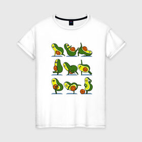 Женская футболка хлопок с принтом Авокадо в Белгороде, 100% хлопок | прямой крой, круглый вырез горловины, длина до линии бедер, слегка спущенное плечо | art | avogato | fitness | авокадо | арт | фитнесс