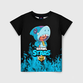 Детская футболка 3D с принтом Brawl stars leon shark в Белгороде, 100% гипоаллергенный полиэфир | прямой крой, круглый вырез горловины, длина до линии бедер, чуть спущенное плечо, ткань немного тянется | bea | bib | brawl stars | crow | el brown | leon | max | nita | sally leon | shark | акула | биа | биби | бравл старс | ворон | игра | леон | макс | нита | оборотень | салли леон | сэлли леон | шарк | эл браун