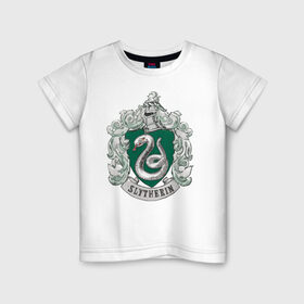 Детская футболка хлопок с принтом Coat of Slytherin в Белгороде, 100% хлопок | круглый вырез горловины, полуприлегающий силуэт, длина до линии бедер | vdgerir | гарри поттер | гриффиндор | дамблдор | добби | слизерин | хогвартс