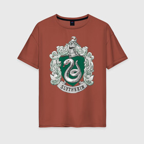 Женская футболка хлопок Oversize с принтом Coat of Slytherin в Белгороде, 100% хлопок | свободный крой, круглый ворот, спущенный рукав, длина до линии бедер
 | vdgerir | гарри поттер | гриффиндор | дамблдор | добби | слизерин | хогвартс