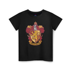 Детская футболка хлопок с принтом Coat of gryffindor в Белгороде, 100% хлопок | круглый вырез горловины, полуприлегающий силуэт, длина до линии бедер | vdgerir | гарри поттер | гриффиндор | дамблдор | добби | слизерин | хогвартс