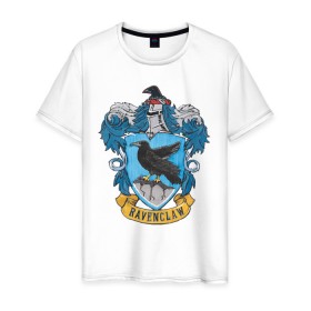 Мужская футболка хлопок с принтом Coat of Ravenclaw в Белгороде, 100% хлопок | прямой крой, круглый вырез горловины, длина до линии бедер, слегка спущенное плечо. | vdgerir | гарри поттер | гриффиндор | дамблдор | добби | слизерин | хогвартс