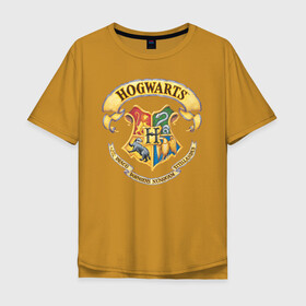 Мужская футболка хлопок Oversize с принтом Coat of Hogwarts в Белгороде, 100% хлопок | свободный крой, круглый ворот, “спинка” длиннее передней части | vdgerir | гарри поттер | гриффиндор | дамблдор | добби | слизерин | хогвартс