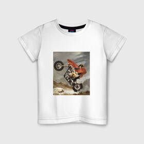 Детская футболка хлопок с принтом Байкер Наполеон в Белгороде, 100% хлопок | круглый вырез горловины, полуприлегающий силуэт, длина до линии бедер | война | картина | мотоцикл | наполеон | подарок | стиль | стильно | хайп | харлей
