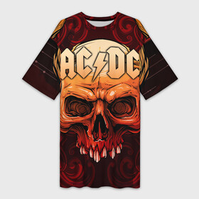 Платье-футболка 3D с принтом AC DC в Белгороде,  |  | ac dc | acdc | back in black | columbia | epic | force | guitar | pop | rock | vevo | ангус | блюз | рок | хард | янг