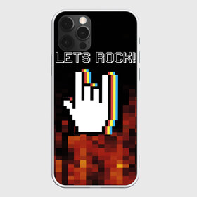 Чехол для iPhone 12 Pro Max с принтом Lets Rock в Белгороде, Силикон |  | Тематика изображения на принте: art | fire | hand | pixel | pixelart | rock | огонь | пиксель | пиксельарт | рок | рука