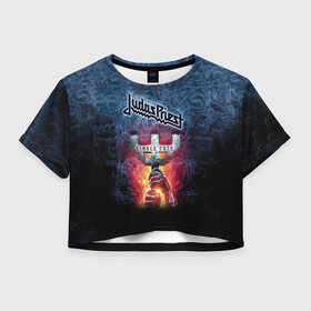 Женская футболка Crop-top 3D с принтом Judas priest в Белгороде, 100% полиэстер | круглая горловина, длина футболки до линии талии, рукава с отворотами | heavy metal | judas | judas priest | metal | priest | гленн типтон | грув метал | йен хилл | ричи фолкнер | роб хэлфорд | скотт трэвис | хард рок | хеви метал