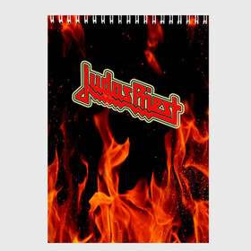 Скетчбук с принтом JUDAS PRIEST в Белгороде, 100% бумага
 | 48 листов, плотность листов — 100 г/м2, плотность картонной обложки — 250 г/м2. Листы скреплены сверху удобной пружинной спиралью | Тематика изображения на принте: firepower | judas priest | бог металла | джудас прист | иуда прист | музыка | роб хэлфорд | рок | рок н ролл | хэви метал