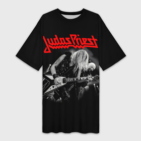 Платье-футболка 3D с принтом JUDAS PRIEST. в Белгороде,  |  | firepower | judas priest | бог металла | джудас прист | иуда прист | музыка | роб хэлфорд | рок | рок н ролл | хэви метал