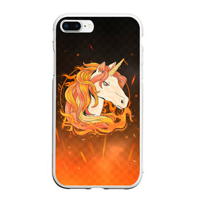 Чехол для iPhone 7Plus/8 Plus матовый с принтом Огненный единорог в Белгороде, Силикон | Область печати: задняя сторона чехла, без боковых панелей | pony | грива | единорог | лошадь | огненный | пламя | пони | поняшка | рог | рыжий
