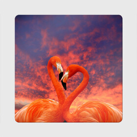 Магнит виниловый Квадрат с принтом Flamingo Love в Белгороде, полимерный материал с магнитным слоем | размер 9*9 см, закругленные углы | 14 февраля | 8 марта | валентинов день | верность | влюбленность | влюбленные | вместе | вместе навсегда | девушке | женат | женский день | женский праздник | закат | замужем | кружка | любимая