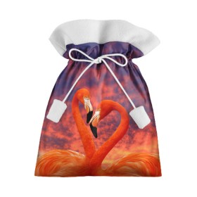 Подарочный 3D мешок с принтом Flamingo Love в Белгороде, 100% полиэстер | Размер: 29*39 см | Тематика изображения на принте: 14 февраля | 8 марта | валентинов день | верность | влюбленность | влюбленные | вместе | вместе навсегда | девушке | женат | женский день | женский праздник | закат | замужем | кружка | любимая