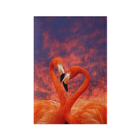Обложка для паспорта матовая кожа с принтом Flamingo Love в Белгороде, натуральная матовая кожа | размер 19,3 х 13,7 см; прозрачные пластиковые крепления | Тематика изображения на принте: 14 февраля | 8 марта | валентинов день | верность | влюбленность | влюбленные | вместе | вместе навсегда | девушке | женат | женский день | женский праздник | закат | замужем | кружка | любимая