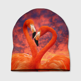 Шапка 3D с принтом Flamingo Love в Белгороде, 100% полиэстер | универсальный размер, печать по всей поверхности изделия | 14 февраля | 8 марта | валентинов день | верность | влюбленность | влюбленные | вместе | вместе навсегда | девушке | женат | женский день | женский праздник | закат | замужем | кружка | любимая