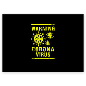 Поздравительная открытка с принтом Warning Corona Virus в Белгороде, 100% бумага | плотность бумаги 280 г/м2, матовая, на обратной стороне линовка и место для марки
 | 2019 | 2019 ncov | 2020 | corona | coronavirus | market | ncov | pneumonia | seafood | virus | warning | wuhan | вирус | внимание | китай | коронавирус | осторожно | ухань | уханьский коронавирус | штамм