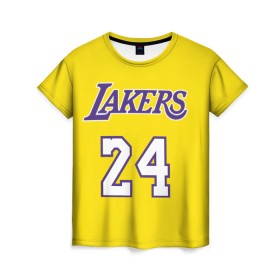 Женская футболка 3D с принтом Kobe Bryant 24 в Белгороде, 100% полиэфир ( синтетическое хлопкоподобное полотно) | прямой крой, круглый вырез горловины, длина до линии бедер | 24 | basketball | kobe bryant | lakers | nba