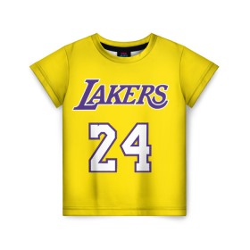 Детская футболка 3D с принтом Kobe Bryant 24 в Белгороде, 100% гипоаллергенный полиэфир | прямой крой, круглый вырез горловины, длина до линии бедер, чуть спущенное плечо, ткань немного тянется | 24 | basketball | kobe bryant | lakers | nba