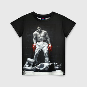 Детская футболка 3D с принтом Muhammad Ali в Белгороде, 100% гипоаллергенный полиэфир | прямой крой, круглый вырез горловины, длина до линии бедер, чуть спущенное плечо, ткань немного тянется | ali | muhammad ali | the greatest | али | бокс | мухамед али | мухаммед али
