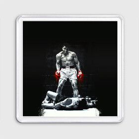 Магнит 55*55 с принтом Muhammad Ali в Белгороде, Пластик | Размер: 65*65 мм; Размер печати: 55*55 мм | Тематика изображения на принте: ali | muhammad ali | the greatest | али | бокс | мухамед али | мухаммед али