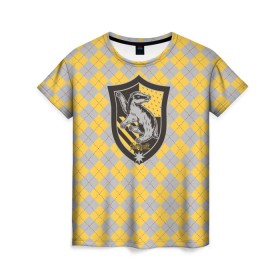 Женская футболка 3D с принтом Coat of Hufflepuff в Белгороде, 100% полиэфир ( синтетическое хлопкоподобное полотно) | прямой крой, круглый вырез горловины, длина до линии бедер | vdgerir | гарри поттер | гриффиндор | дамблдор | добби | слизерин | хогвартс