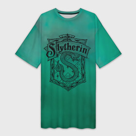 Платье-футболка 3D с принтом Coat of Slytherin в Белгороде,  |  | vdgerir | гарри поттер | гриффиндор | дамблдор | добби | слизерин | хогвартс