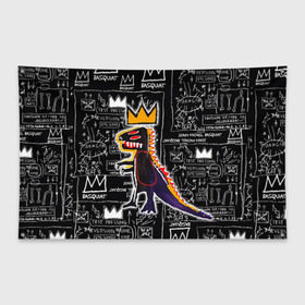 Флаг-баннер с принтом Basquiat Dinosaur в Белгороде, 100% полиэстер | размер 67 х 109 см, плотность ткани — 95 г/м2; по краям флага есть четыре люверса для крепления | Тематика изображения на принте: art | louis vuitton | lv