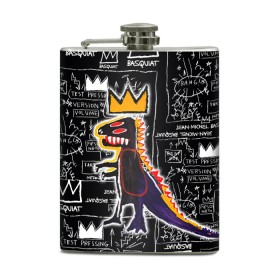 Фляга с принтом Basquiat Dinosaur в Белгороде, металлический корпус | емкость 0,22 л, размер 125 х 94 мм. Виниловая наклейка запечатывается полностью | Тематика изображения на принте: art | louis vuitton | lv