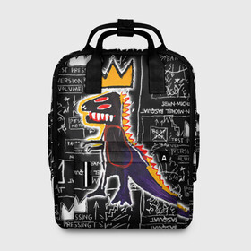 Женский рюкзак 3D с принтом Basquiat Dinosaur в Белгороде, 100% полиэстер | лямки с регулируемой длиной, сверху ручки, чтобы рюкзак нести как сумку. Основное отделение закрывается на молнию, как и внешний карман. Внутри два дополнительных кармана, один из которых закрывается на молнию. По бокам два дополнительных кармашка, куда поместится маленькая бутылочка
 | Тематика изображения на принте: art | louis vuitton | lv