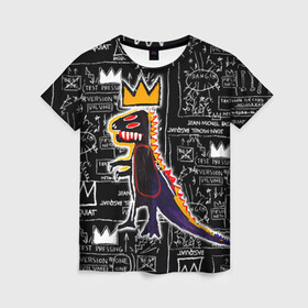 Женская футболка 3D с принтом Basquiat Dinosaur в Белгороде, 100% полиэфир ( синтетическое хлопкоподобное полотно) | прямой крой, круглый вырез горловины, длина до линии бедер | Тематика изображения на принте: art | louis vuitton | lv