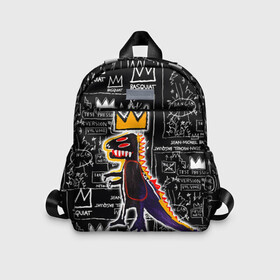 Детский рюкзак 3D с принтом Basquiat Dinosaur в Белгороде, 100% полиэстер | лямки с регулируемой длиной, сверху петелька, чтобы рюкзак можно было повесить на вешалку. Основное отделение закрывается на молнию, как и внешний карман. Внутри дополнительный карман. По бокам два дополнительных кармашка | art | louis vuitton | lv