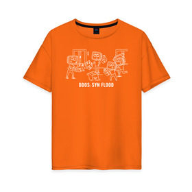 Женская футболка хлопок Oversize с принтом DDoS: SYN Flood white в Белгороде, 100% хлопок | свободный крой, круглый ворот, спущенный рукав, длина до линии бедер
 | ddos | it comics | it комикс | syn flood | ддос | ддос атака