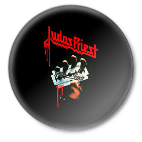 Значок с принтом Judas Priest в Белгороде,  металл | круглая форма, металлическая застежка в виде булавки | judas | priest | грув метал | группа | рок | хард рок | хеви метал