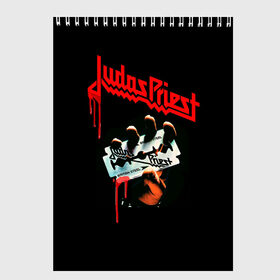 Скетчбук с принтом Judas Priest в Белгороде, 100% бумага
 | 48 листов, плотность листов — 100 г/м2, плотность картонной обложки — 250 г/м2. Листы скреплены сверху удобной пружинной спиралью | Тематика изображения на принте: judas | priest | грув метал | группа | рок | хард рок | хеви метал